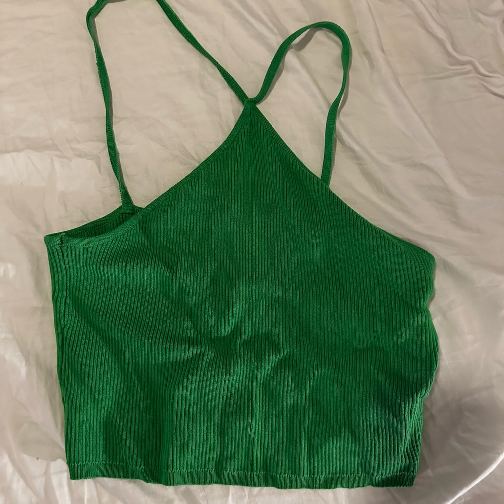 H&M Vibrant Green Ribbed Tank Top